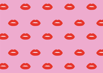 Red lip isolated on pink background. Woman. Lipstick.