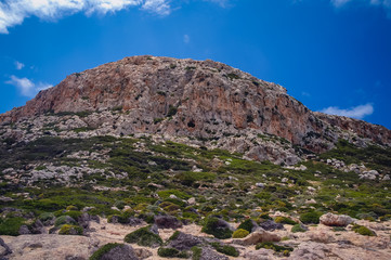 Balos beach on a lagoon between Tigani Rock and coast of Crete Island, Greece