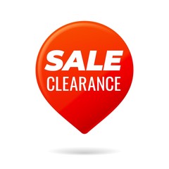 Red Pin on white background, sale clearance