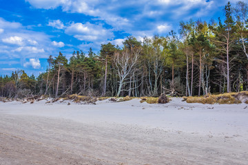 Baltic Sea beach in Slowinski National Park near Leba town, Poland