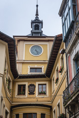 Fototapeta na wymiar Clock tower of City Hall in Oviedo, Spain