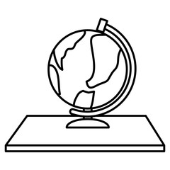 schooldesk wooden with world map
