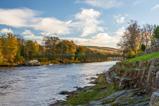 A View Of The Tummel River  Running Along Pitlochry, In Perthshire, Scotland