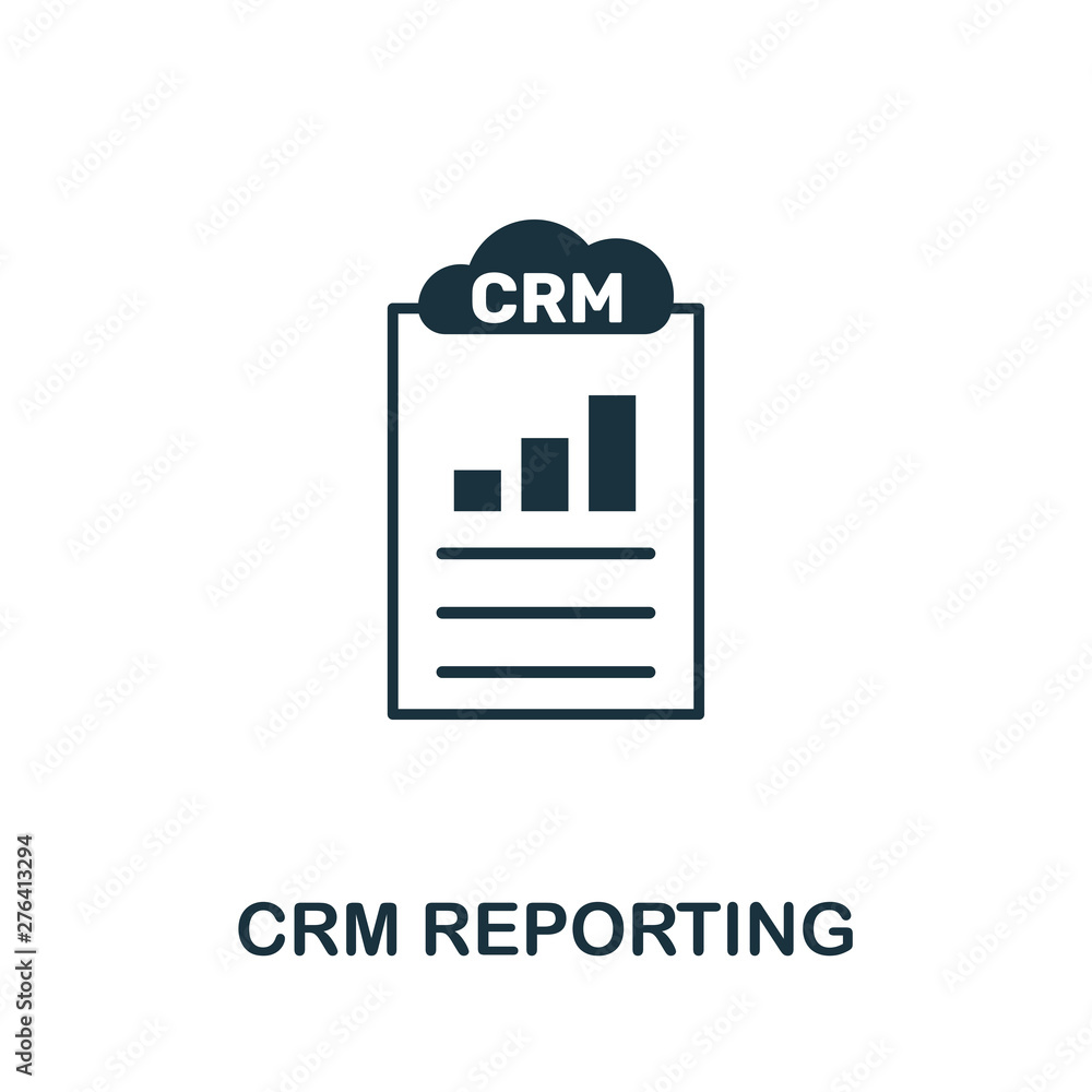 Poster crm reporting vector icon symbol. creative sign from crm icons collection. filled flat crm reporting
