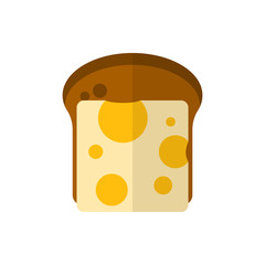 bread and cheese flat vector icon