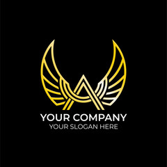 luxury wing logo design with modern concepts on black background