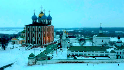 temple in the russian outback tilt shift
