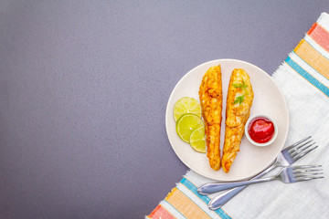 Grilled (fried) pollock in batter