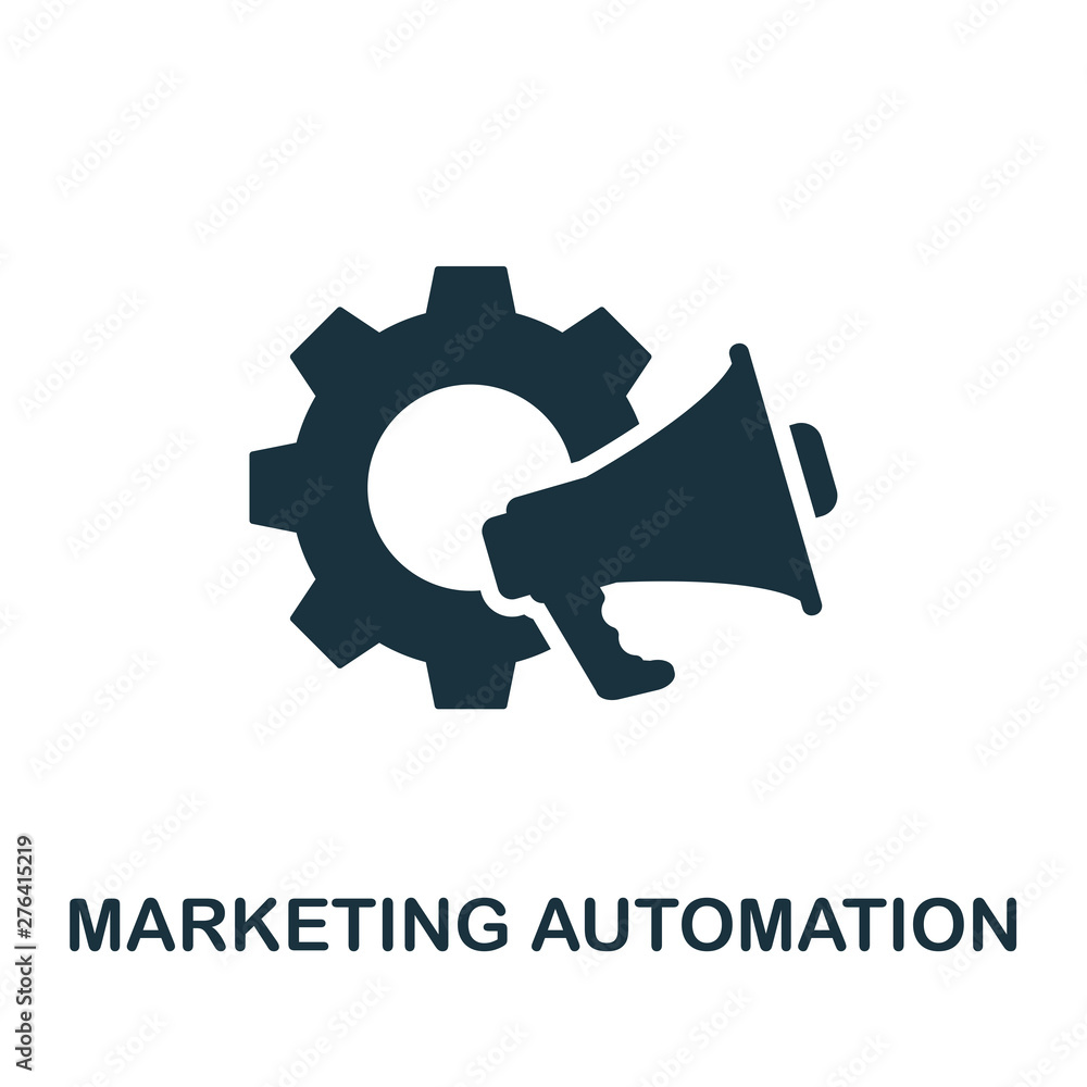 Poster marketing automation vector icon symbol. creative sign from crm icons collection. filled flat market