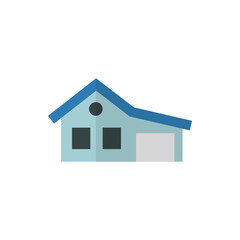 house with garage flat vector icon