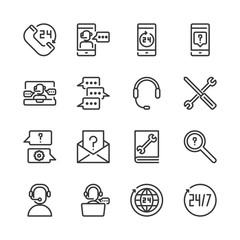 Call center and support icon set.Vector illustration