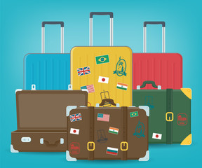 Travel luggage set. Travel and Tourism concept. Flat design. Vector