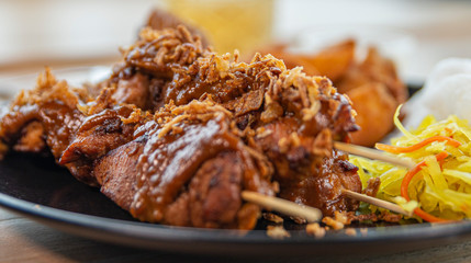 Plate saté menu closeup