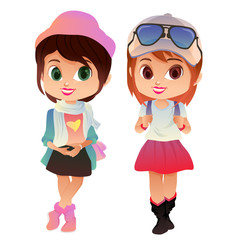 colored avatar cartoon fashionable campus girl