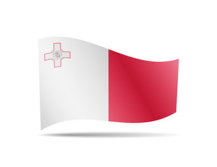 Waving Malta flag in the wind. Flag on white vector illustration