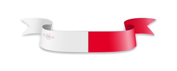 Malta flag in the form of wave ribbon.