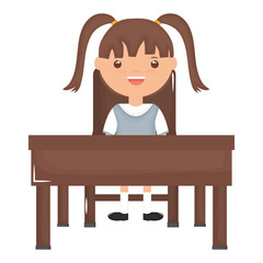 cute little student girl sitting in schooldesk
