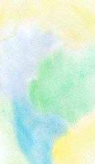 watercolor of blue, yellow and green