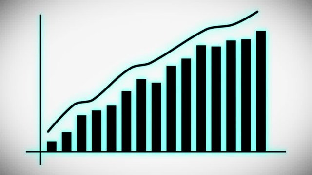 Growth graph on white background. Economic progress chart. Bars infographic. Statistics and data analysis.Profit concept. Analysis graph for investment, currency,money or companies. 4K animation video