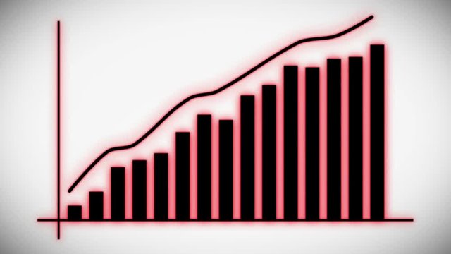 Growth graph on white background. Economic progress chart. Bars infographic. Statistics and data analysis.Profit concept. Analysis graph for investment, currency,money or companies. 4K animation video