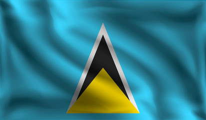 Waving Saint Lucia flag, the flag of Saint Lucia, vector illustration