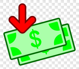 Income banknotes EPS vector pictogram. Illustration contains flat income banknotes iconic symbol on a chess transparent background.