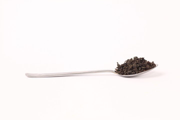 dried leaves black teas spoon
