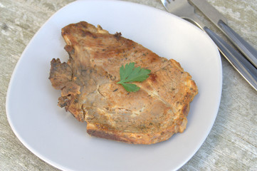 côte de porc  épicée ,repas