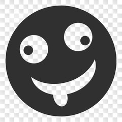 Idiot smiley EPS vector pictogram. Illustration contains flat idiot smiley iconic symbol on a chess transparent background.