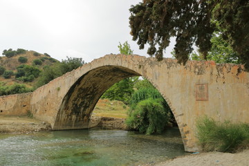 Fototapeta na wymiar Preveli stone bridge a little before the famous beach Crete in Greece