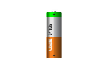 Vector Golden Glossy Alkaline Battery on White background
