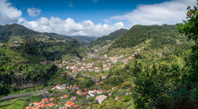 Levada dos Marocos also known as the Mimosa valley near Machico on the Island of Madeira. Leavdas are irrigation channels specific to the island.