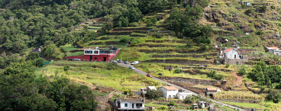 Levada dos Marocos also known as the Mimosa valley near Machico on the Island of Madeira. Leavdas are irrigation channels specific to the island.