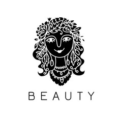 Beauty salon, spa logo. Female face