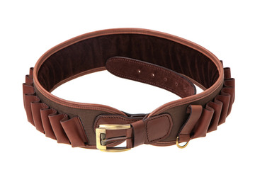 Brown leather bandolier isolated on a white background