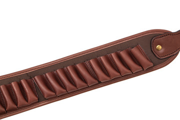 Brown leather bandolier isolated on a white background