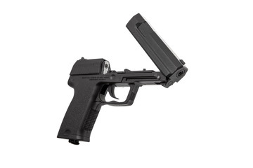 Pneumatic pistol isolated on white background.