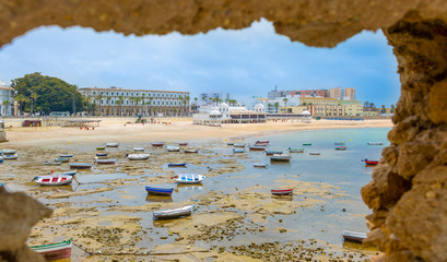 Fototapeta na wymiar La Caleta beach in Cadiz, Andalucia, Spain