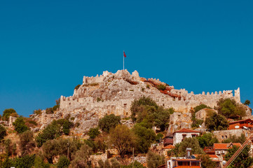 Small seaside town and an ancient fortress on the mountain