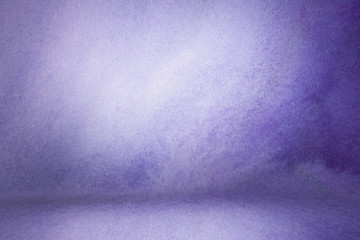 photo backdrop purple wall and floor lit by lamps, studio background for photos. Studio Portrait...
