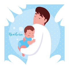 newborn card with cute little son