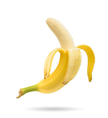Obraz premium Peeled banana isolated on white background