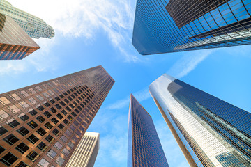 Fototapeta na wymiar Downtown Los Angeles skyscrapers at sunny day.