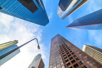 Fototapeta na wymiar Downtown Los Angeles skyscrapers at sunny day