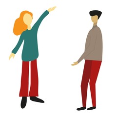woman and man drawn by a simple method vector illustration