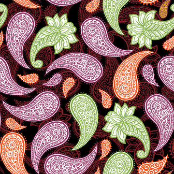Magical Traditional Paisleys Seamless Pattern for wallpaper design or fabric textile printing