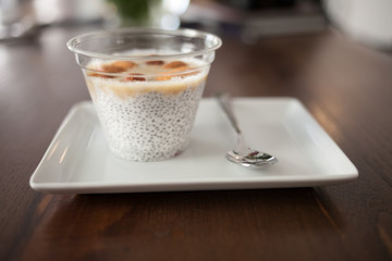 Chia seeds pudding dessert.