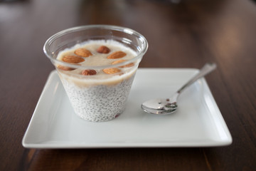 Chia seeds pudding dessert.