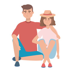 Couple of woman and man cartoon design