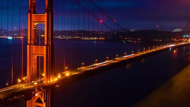 Early monring time-lapse of the Golden Gate Bridge in San Francisco